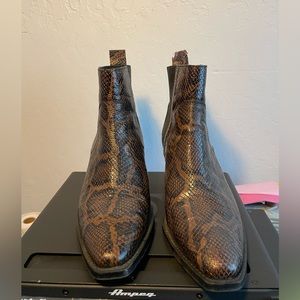 Everlane Women’s The Western Boot Animal Print Embossed Snake Print Brown 8.5